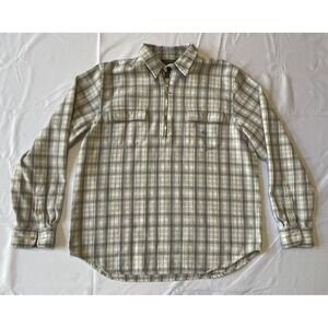 Lauren Ralph Lauren Gray  Pink Flannel Plaid ½-Zip Pullover Shirt Women's Size L